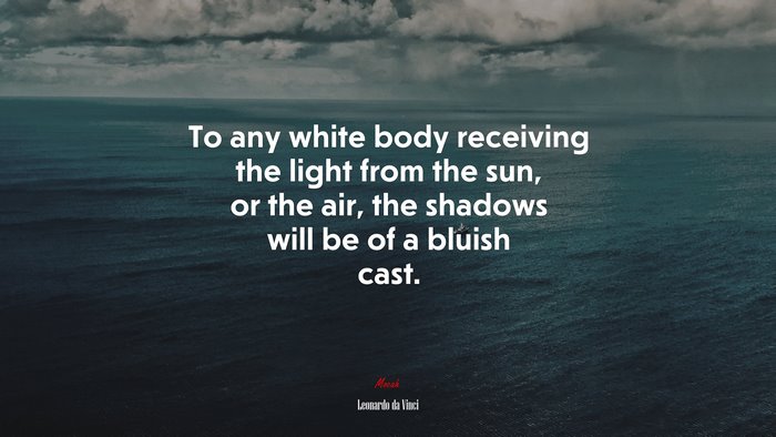 To any white body receiving the light from the sun, or the air, the shadows will be of a bluish cast. | Leonardo da Vinci quote