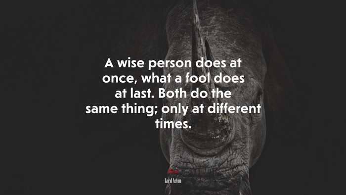 A wise person does at once, what a fool does at last. Both do the same thing; only at different times. | Lord Acton quote