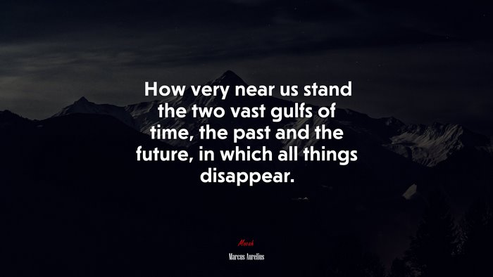 How very near us stand the two vast gulfs of time, the past and the future, in which all things disappear. | Marcus Aurelius quote