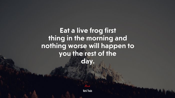 Eat a live frog first thing in the morning and nothing worse will happen to you the rest of the day. | Mark Twain quote