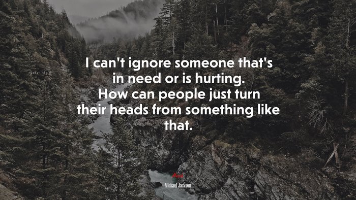 I can’t ignore someone that’s in need or is hurting. How can people just turn their heads from something like that. | Michael Jackson quote