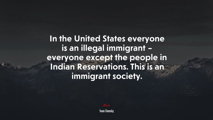 In the United States everyone is an illegal immigrant – everyone except the people in Indian Reservations. This is an immigrant society. | Noam Chomsky quote