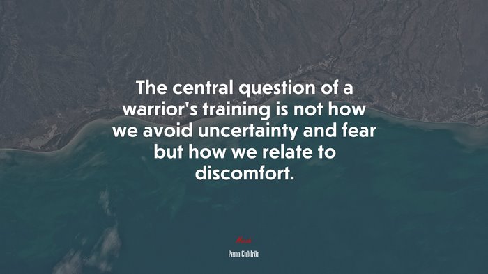 The central question of a warrior’s training is not how we avoid uncertainty and fear but how we relate to discomfort. | Pema Chödrön quote