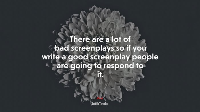 There are a lot of bad screenplays so if you write a good screenplay people are going to respond to it. | Quentin Tarantino quote