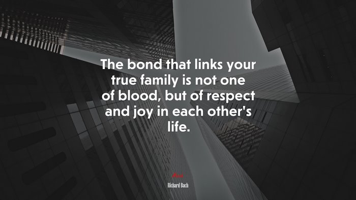 The bond that links your true family is not one of blood, but of respect and joy in each other’s life. | Richard Bach quote