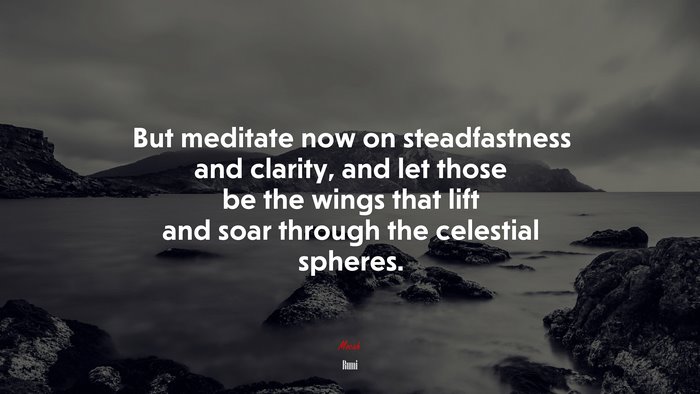 But meditate now on steadfastness and clarity, and let those be the wings that lift and soar through the celestial spheres. | Rumi quote