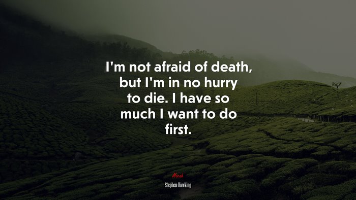 I’m not afraid of death, but I’m in no hurry to die. I have so much I want to do first. | Stephen Hawking quote