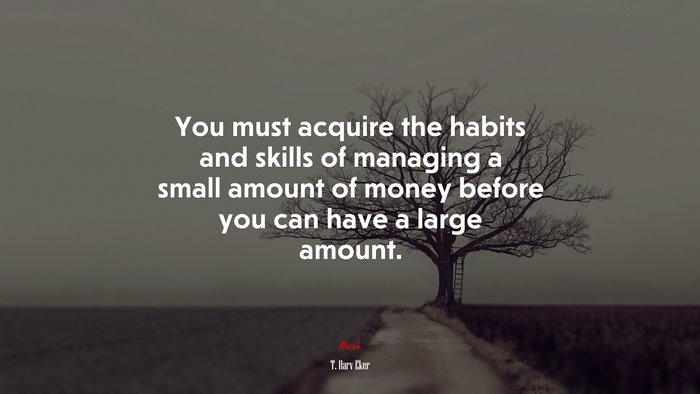 You must acquire the habits and skills of managing a small amount of money before you can have a large amount. | T. Harv Eker quote