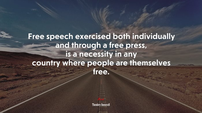 Free speech exercised both individually and through a free press, is a necessity in any country where people are themselves free. | Theodore Roosevelt quote