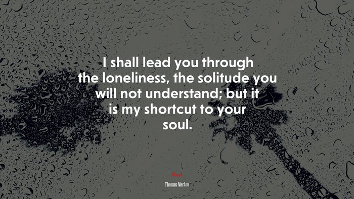 I shall lead you through the loneliness, the solitude you will not understand; but it is my shortcut to your soul. | Thomas Merton quote