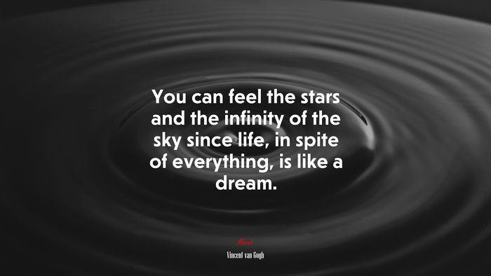 You can feel the stars and the infinity of the sky since life, in spite of everything, is like a dream. | Vincent van Gogh quote