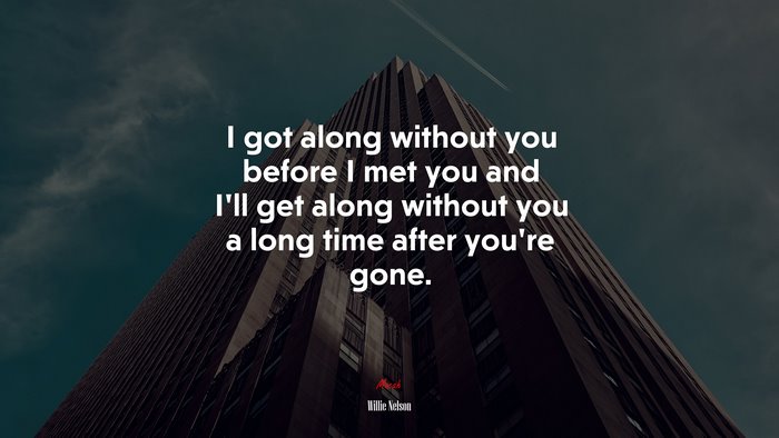 I got along without you before I met you and I’ll get along without you a long time after you’re gone. | Willie Nelson quote