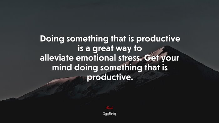 Doing something that is productive is a great way to alleviate emotional stress. Get your mind doing something that is productive. | Ziggy Marley quote