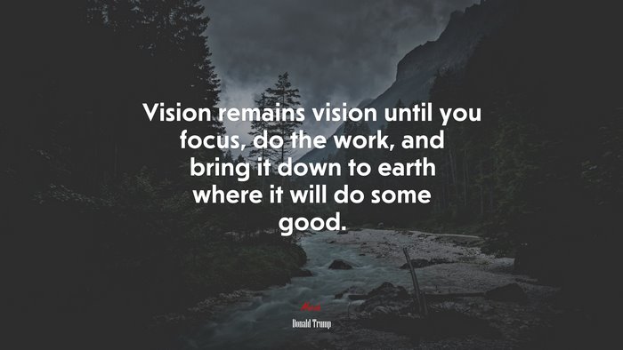 Vision remains vision until you focus, do the work, and bring it down to earth where it will do some good. | Donald Trump quote