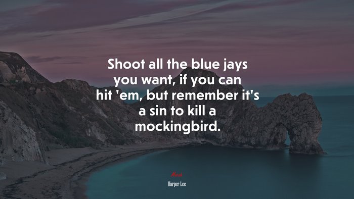 Shoot all the blue jays you want, if you can hit ’em, but remember it’s a sin to kill a mockingbird. | Harper Lee quote