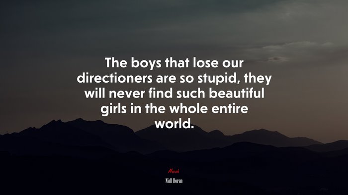 The boys that lose our directioners are so stupid, they will never find such beautiful girls in the whole entire world. | Niall Horan quote