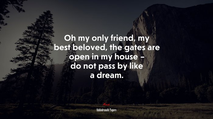 Oh my only friend, my best beloved, the gates are open in my house – do not pass by like a dream. | Rabindranath Tagore quote