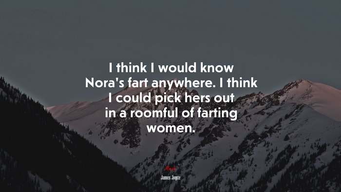I think I would know Nora’s fart anywhere. I think I could pick hers out in a roomful of farting women. | James Joyce quote