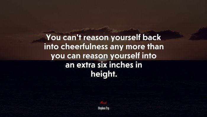 You can’t reason yourself back into cheerfulness any more than you can reason yourself into an extra six inches in height. | Stephen Fry quote