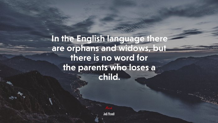 In the English language there are orphans and widows, but there is no word for the parents who loses a child. | Jodi Picoult quote