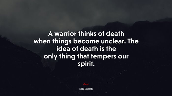 A warrior thinks of death when things become unclear. The idea of death is the only thing that tempers our spirit. | Carlos Castaneda quote
