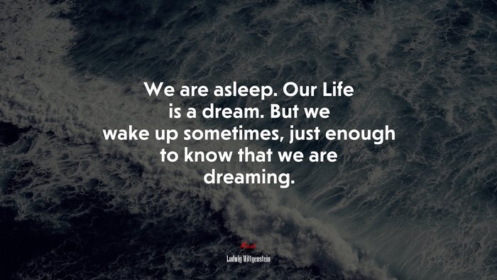 We are asleep. Our Life is a dream. But we wake up sometimes, just enough to know that we are dreaming. | Ludwig Wittgenstein quote