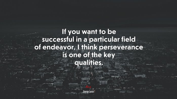 If you want to be successful in a particular field of endeavor, I think perseverance is one of the key qualities. | George Lucas quote
