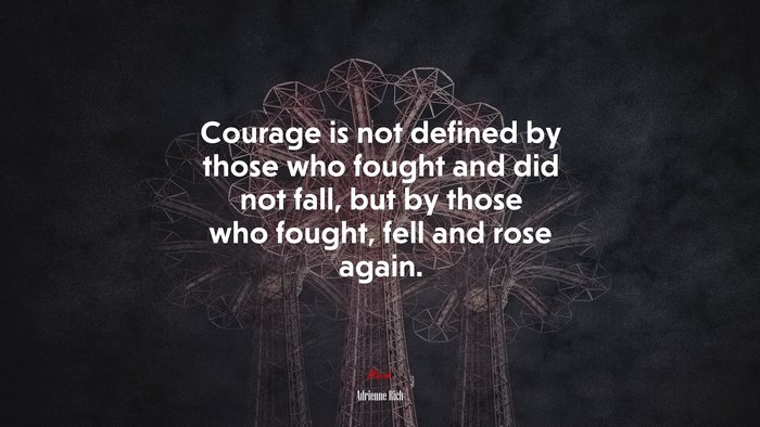 Courage is not defined by those who fought and did not fall, but by those who fought, fell and rose again. | Adrienne Rich quote