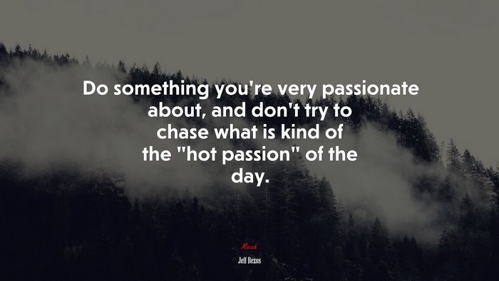Do something you’re very passionate about, and don’t try to chase what is kind of the “hot passion” of the day. | Jeff Bezos quote