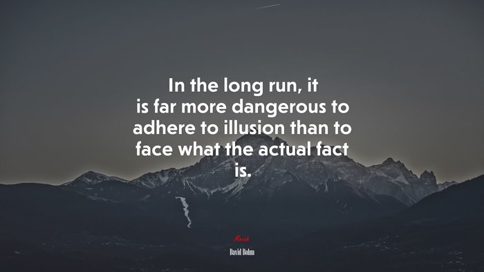 In the long run, it is far more dangerous to adhere to illusion than to face what the actual fact is. | David Bohm quote