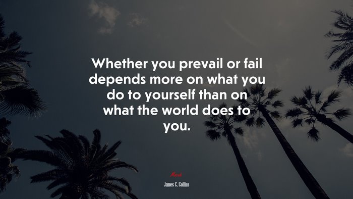 Whether you prevail or fail depends more on what you do to yourself than on what the world does to you. | James C. Collins quote