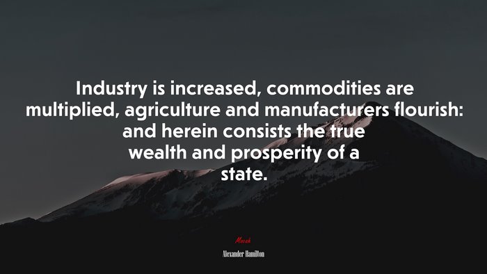 Industry is increased, commodities are multiplied, agriculture and manufacturers flourish: and herein consists the true wealth and prosperity of a state. | Alexander Hamilton quote