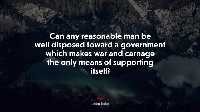 Can any reasonable man be well disposed toward a government which makes war and carnage the only means of supporting itself? | Alexander Hamilton quote