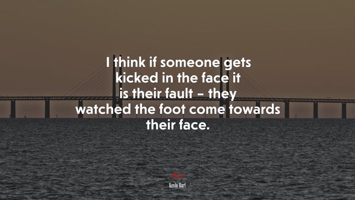 I think if someone gets kicked in the face it is their fault – they watched the foot come towards their face. | Kevin Hart quote
