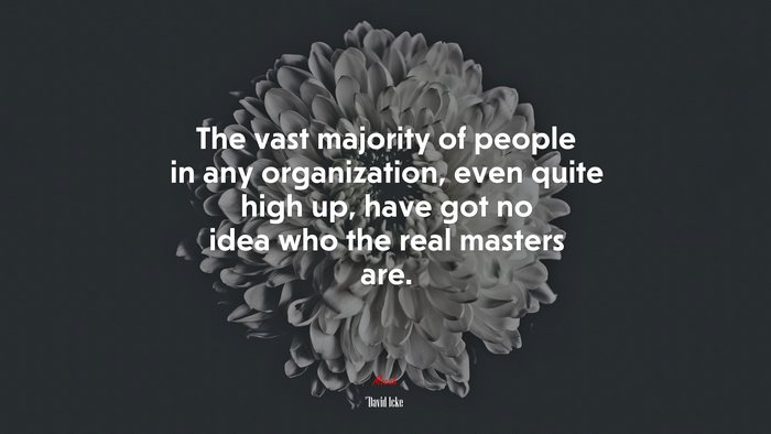 The vast majority of people in any organization, even quite high up, have got no idea who the real masters are. | David Icke quote