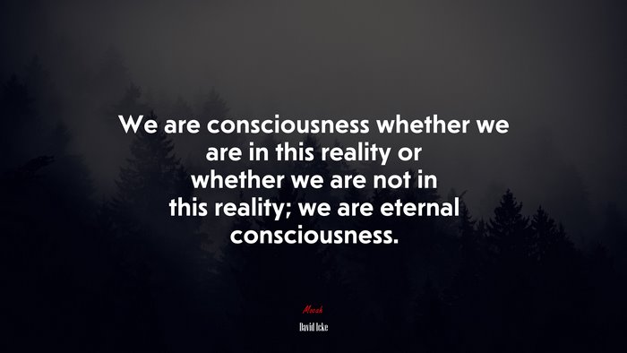 We are consciousness whether we are in this reality or whether we are not in this reality; we are eternal consciousness. | David Icke quote