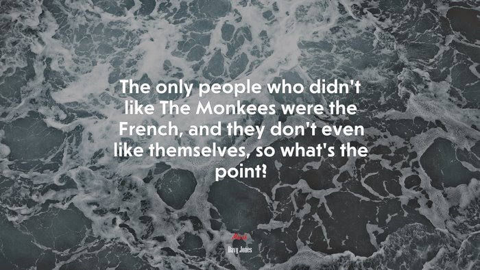 The only people who didn’t like The Monkees were the French, and they don’t even like themselves, so what’s the point? | Davy Jones quote