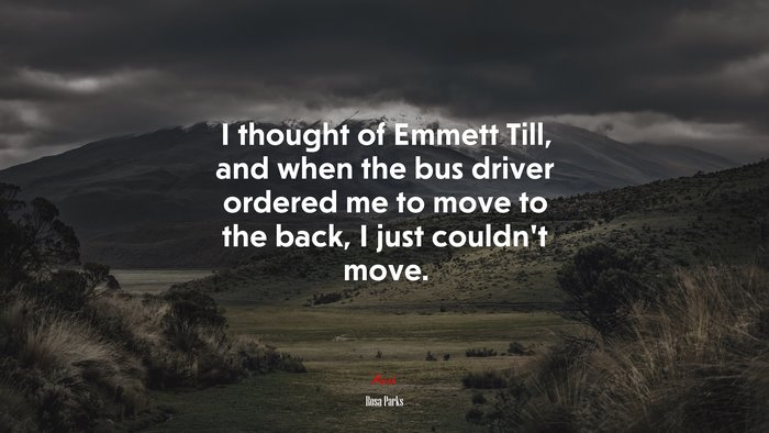 I thought of Emmett Till, and when the bus driver ordered me to move to the back, I just couldn’t move. | Rosa Parks quote