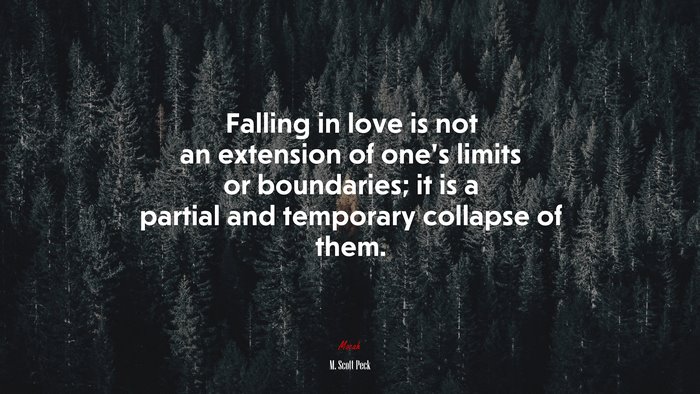 Falling in love is not an extension of one’s limits or boundaries; it is a partial and temporary collapse of them. | M. Scott Peck quote