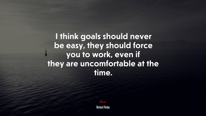 I think goals should never be easy, they should force you to work, even if they are uncomfortable at the time. | Michael Phelps quote