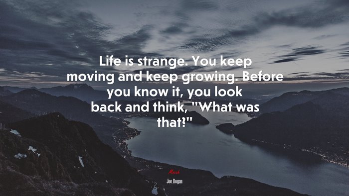 Life is strange. You keep moving and keep growing. Before you know it, you look back and think, “What was that?” | Joe Rogan quote