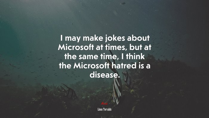 I may make jokes about Microsoft at times, but at the same time, I think the Microsoft hatred is a disease. | Linus Torvalds quote