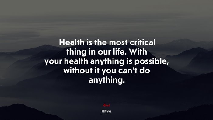 Health is the most critical thing in our life. With your health anything is possible, without it you can’t do anything. | Bill Walton quote
