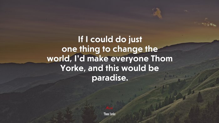 If I could do just one thing to change the world, I’d make everyone Thom Yorke, and this would be paradise. | Thom Yorke quote