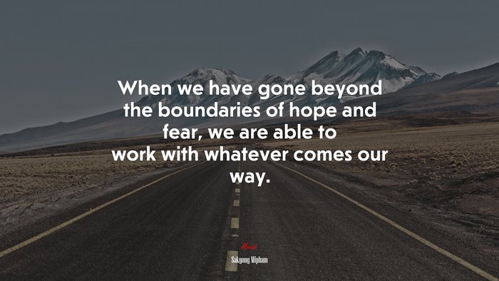 When we have gone beyond the boundaries of hope and fear, we are able to work with whatever comes our way. | Sakyong Mipham quote