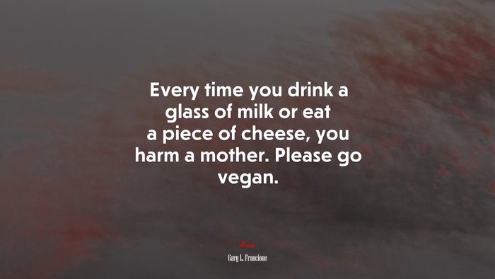 Every time you drink a glass of milk or eat a piece of cheese, you harm a mother. Please go vegan. | Gary L. Francione quote