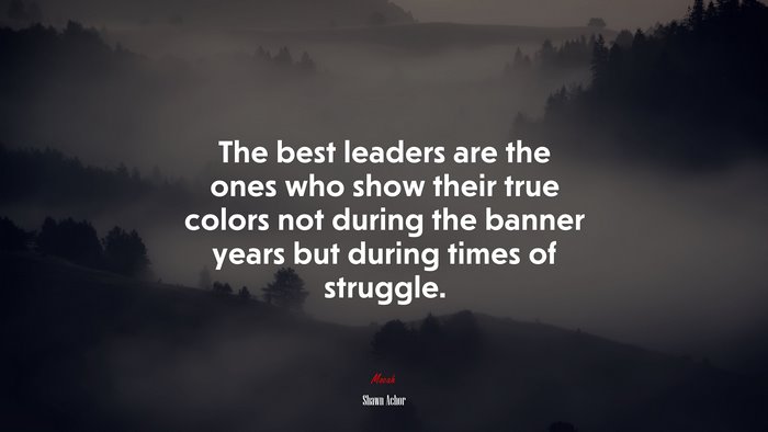 The best leaders are the ones who show their true colors not during the banner years but during times of struggle. | Shawn Achor quote
