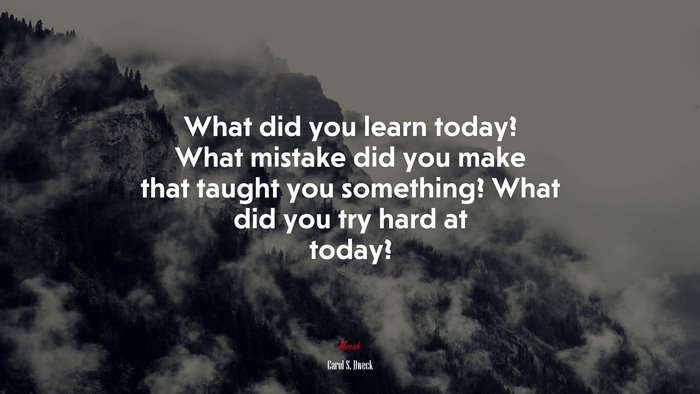 What did you learn today? What mistake did you make that taught you something? What did you try hard at today? | Carol S. Dweck quote