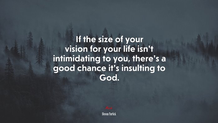 If the size of your vision for your life isn’t intimidating to you, there’s a good chance it’s insulting to God. | Steven Furtick quote