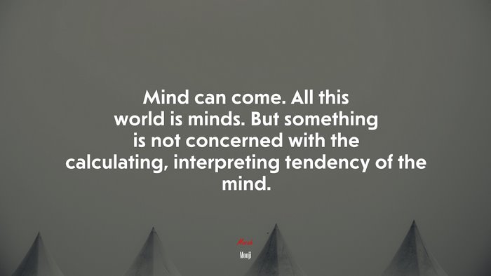 Mind can come. All this world is minds. But something is not concerned with the calculating, interpreting tendency of the mind. | Mooji quote